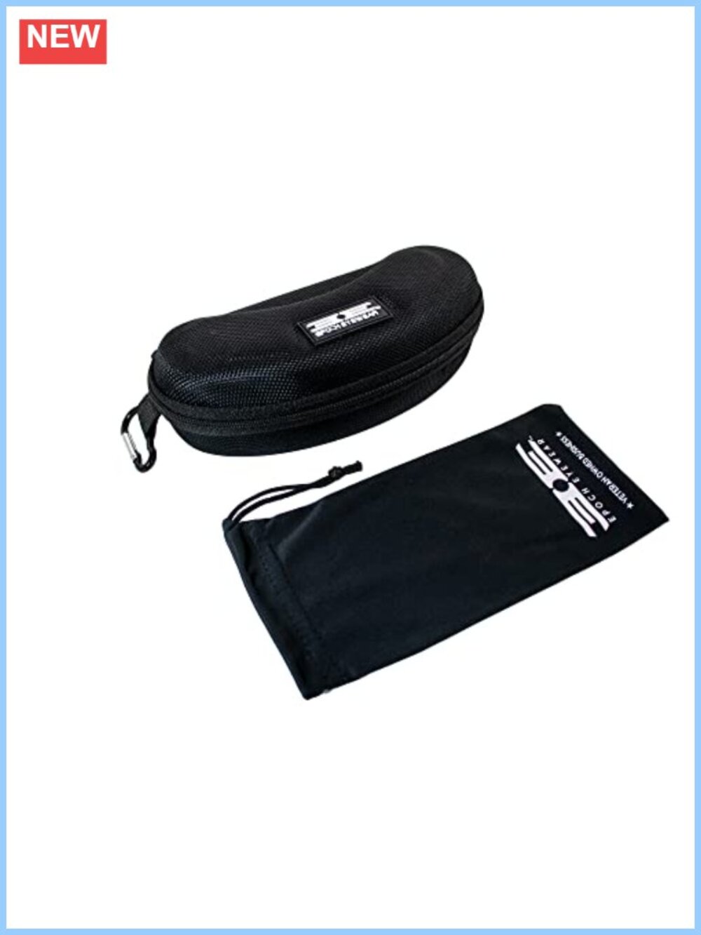 Nylon Hard Sunglasses Case & Microfiber Pouch Set Zippered Eyewear Storage